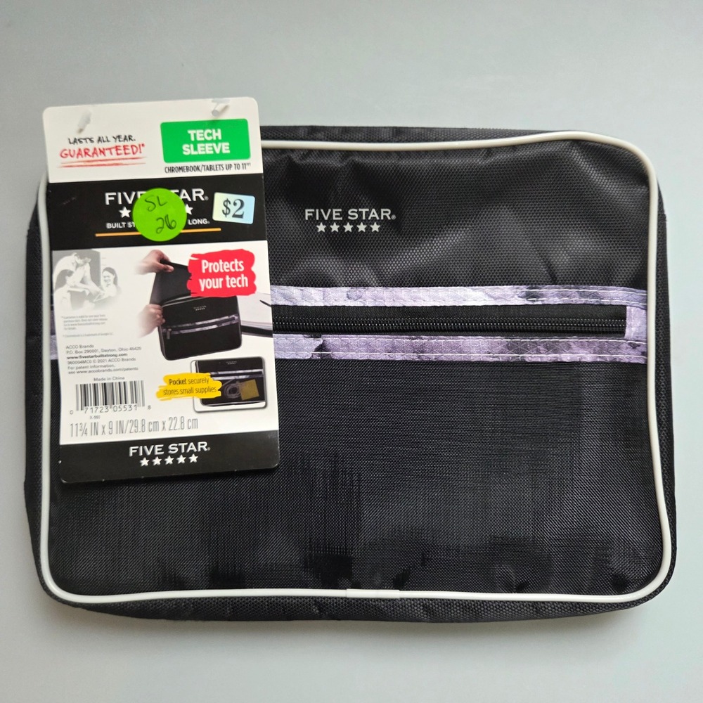 Five Star Tech Sleeve Chromebook Tablet Case 11 Inch Black Padded Pouch X-593